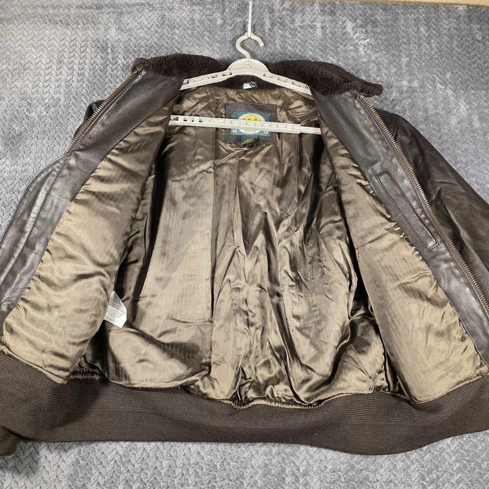 Vintage Cabelas Leather Flight Bomber Jacket Mens Large Brown Thinsulate Canada
